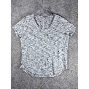 Lululemon Womens T Shirt Size Medium Heathered‎ Gray V Neck Athleisure Top